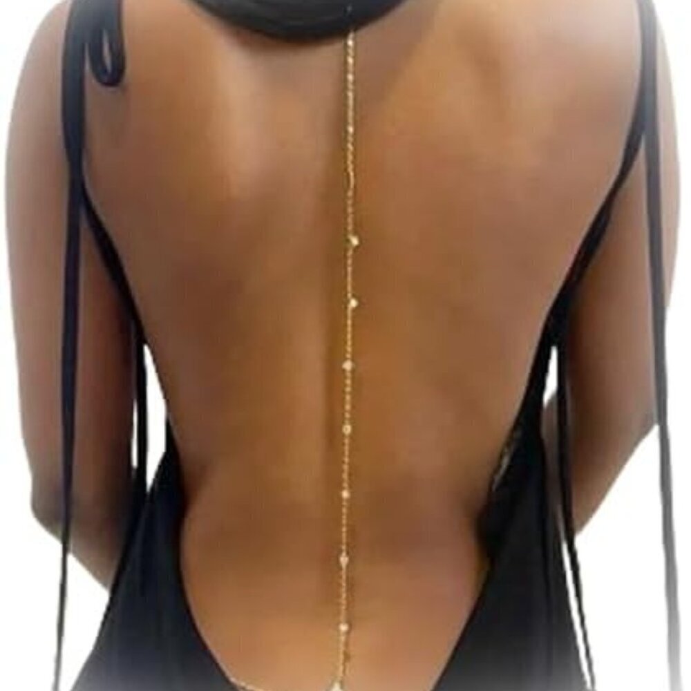 Rhinestone Back Chain Necklace Bridal Wedding Body Jewelry for Women